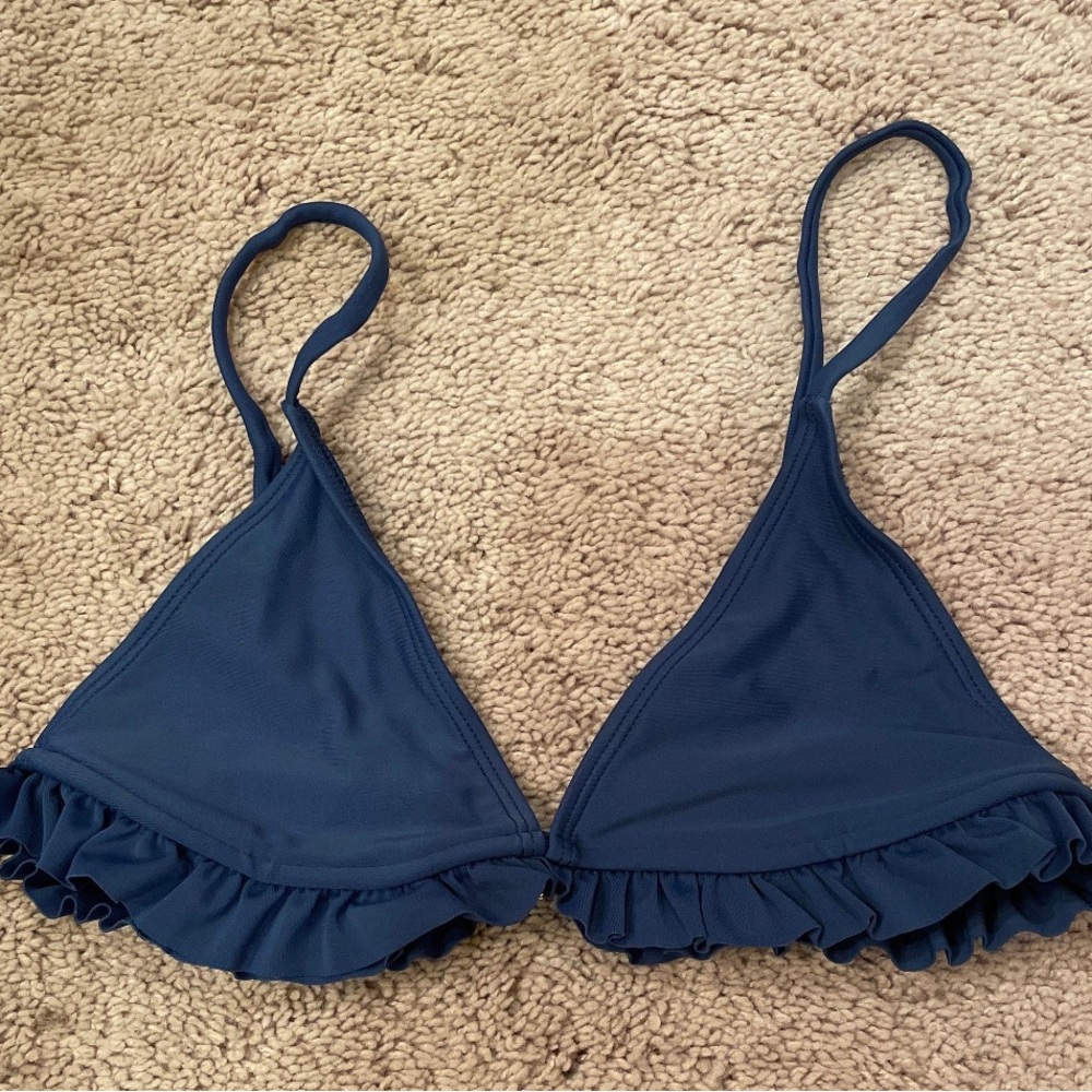 Navy Ruffle Bikini Top